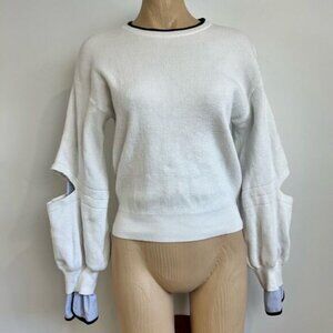 English Factory Women’s Large Viscose Pullover Long Sleeve Sweater Top Cutout